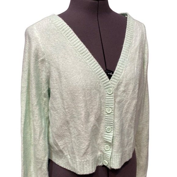 American Eagle Outfitter Mint Green Cardigan Sz S China Long Sleeve Knit Fabric - Picture 2 of 11